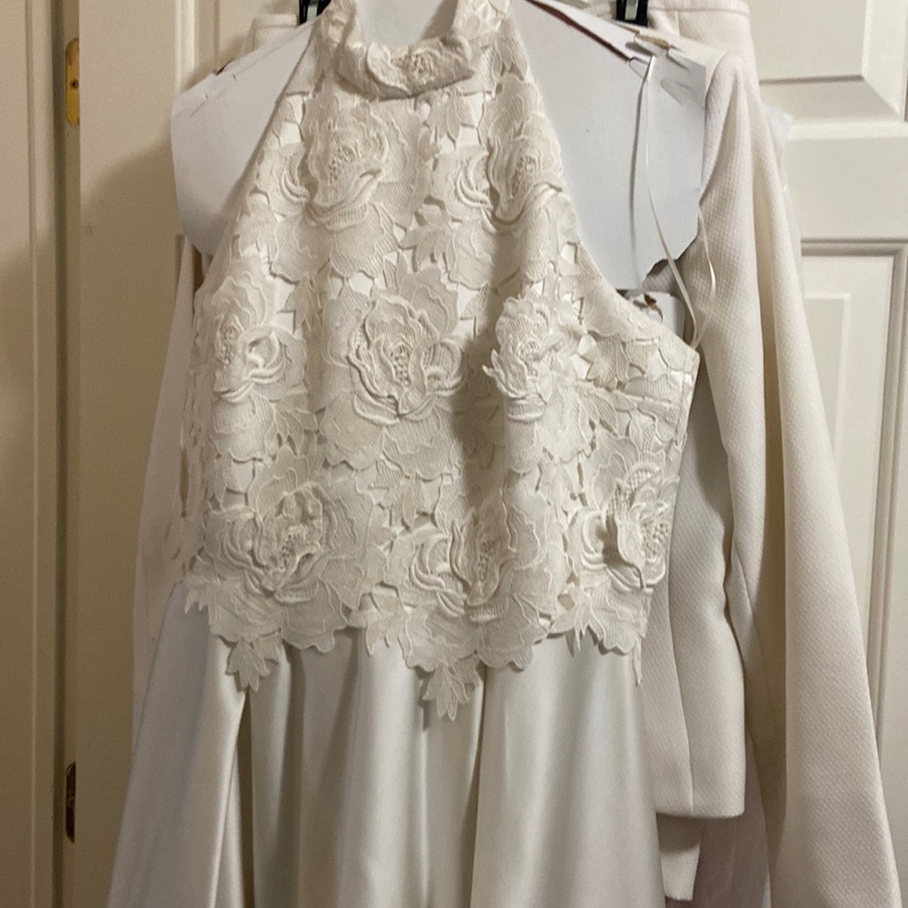 Cream Beautiful dress back out with Lace top part of dress front & back